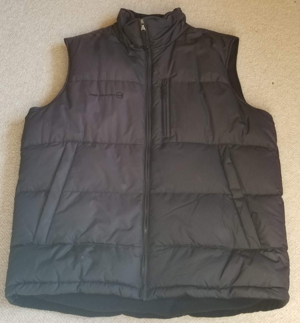 NWT Mens Vest-FREE COUNTRY-black quilted filled/lined puffer full zip Winter-L